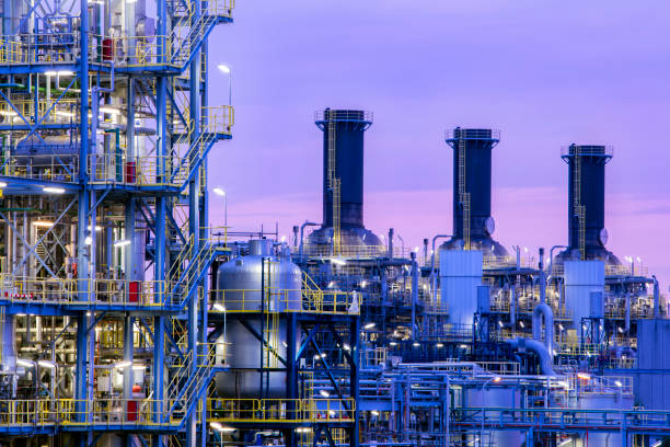 Petrochemical plant at dusk
