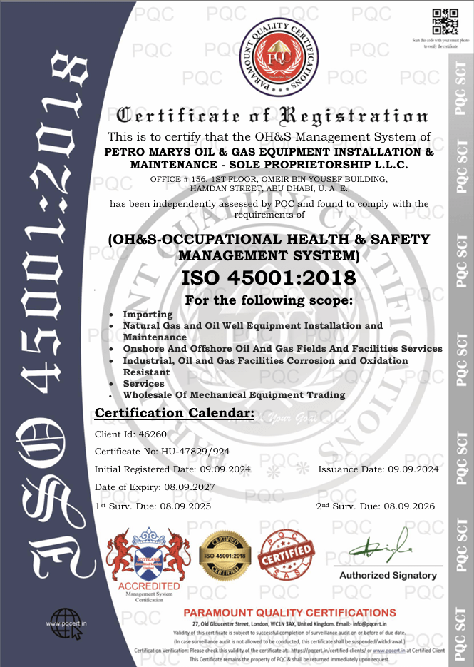 PetroMarys ISO 45001 2018